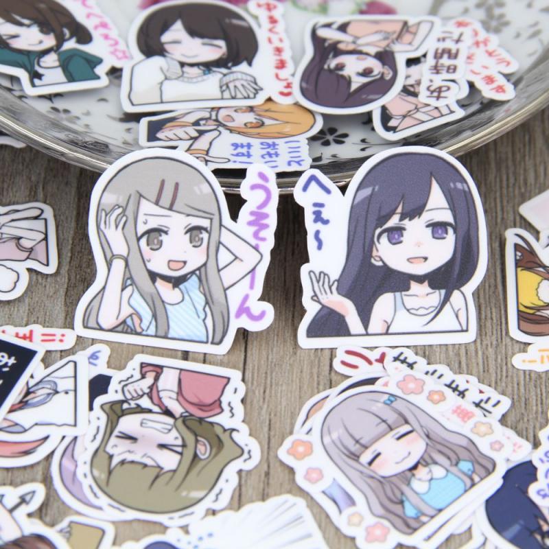 40pcs Japanese Girl Cartoon Emotion Women Lady Scrapbooking Stickers DIY Craft Decorative Sticker