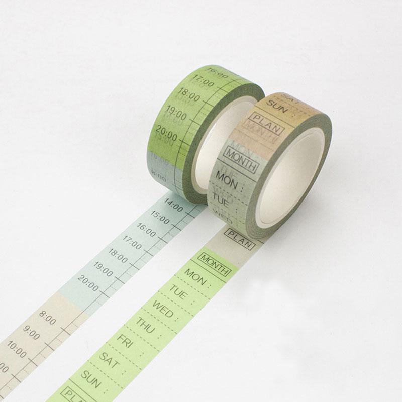 15mm*8m creative Week plan, timeline washi tape DIY decoration tape scrapbooking planner masking