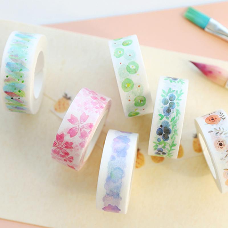 1.5cm*7m cute fresh watercolor washi tape DIY decoration scrapbooking planner masking tape label
