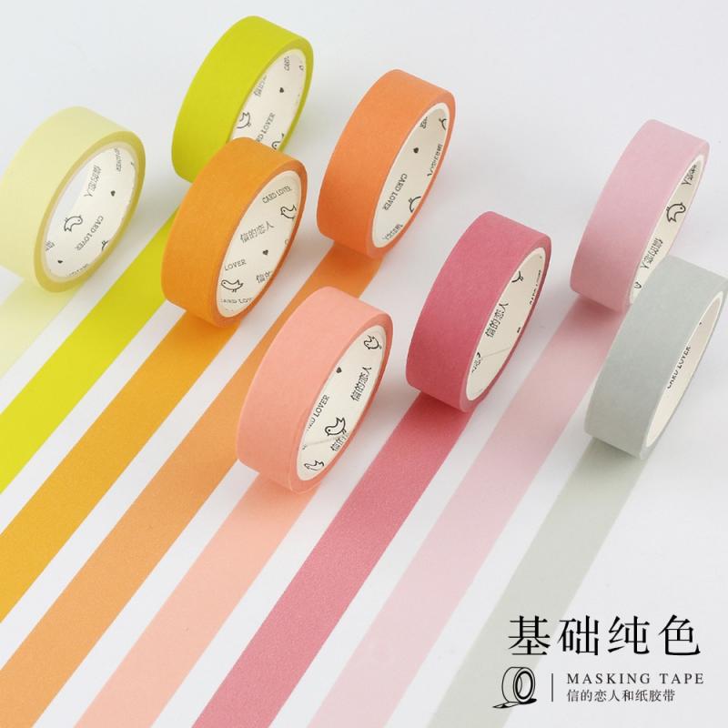 1 Roll 24 Colors Cute Japanese Washi Tap Basic Color DIY Decorative Adhesive Tape Scrapbooking