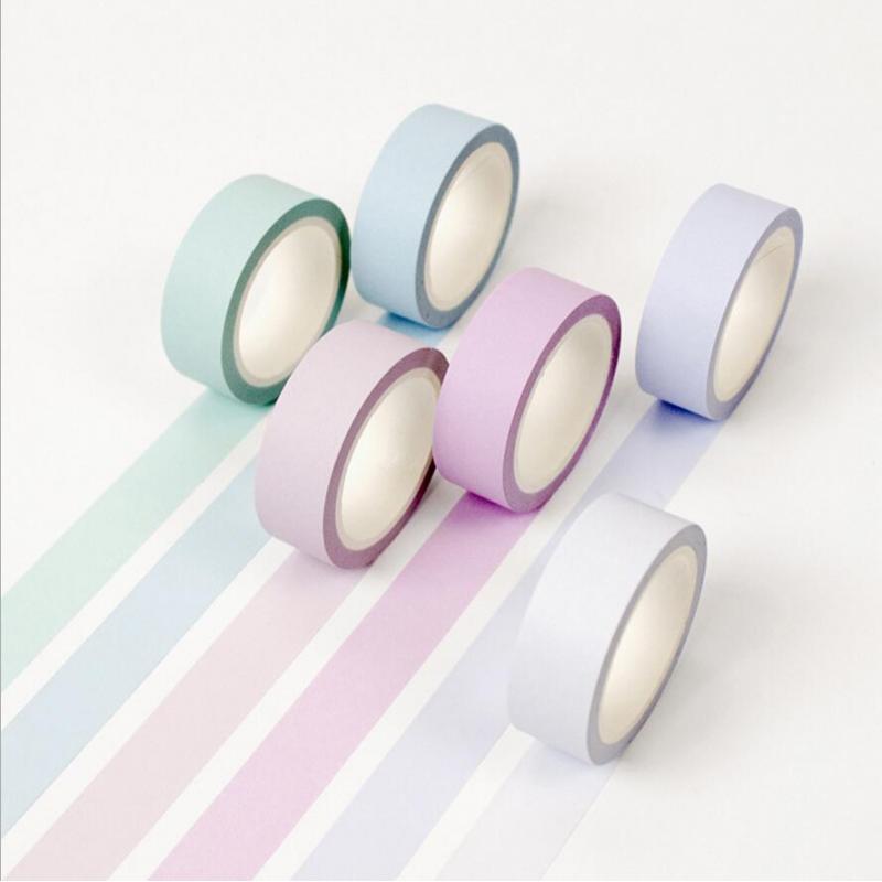 Promotie 25% Korting 12 color Soft color paper washi tape 15mm*8m pure masking tapes Can torn