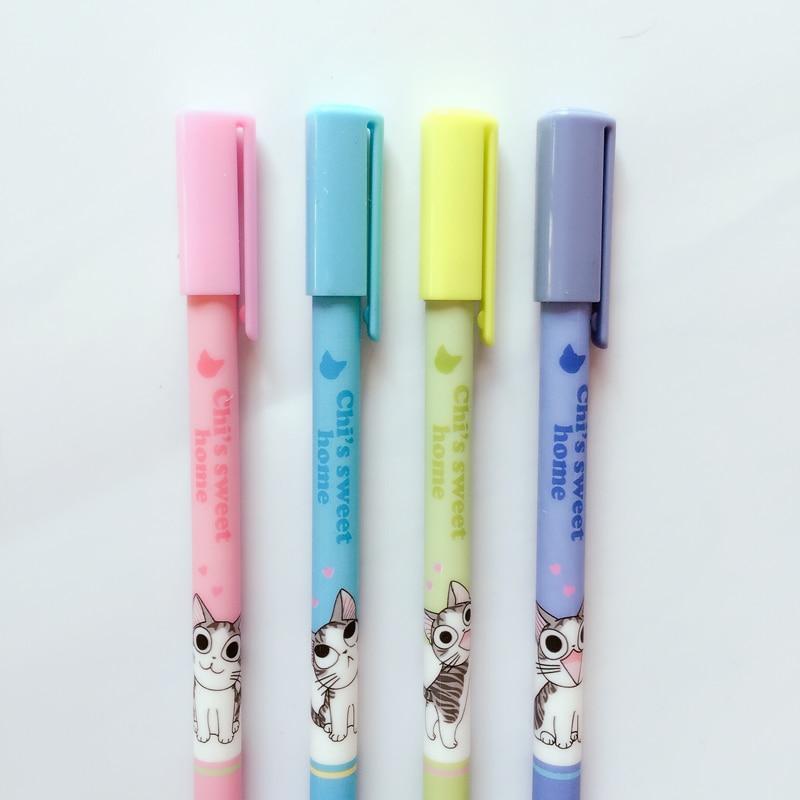 I06 4pcs lot Cute Kawaii Cheese Cat Erasable Gel Pen Stationery School Office Supply Writing