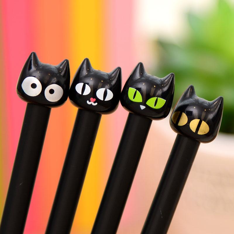 wijzer in geldzaken 22% Korting Cute Kawaii Black Cat Gel Pen Cartoon Plastic Gel Pens For Writing