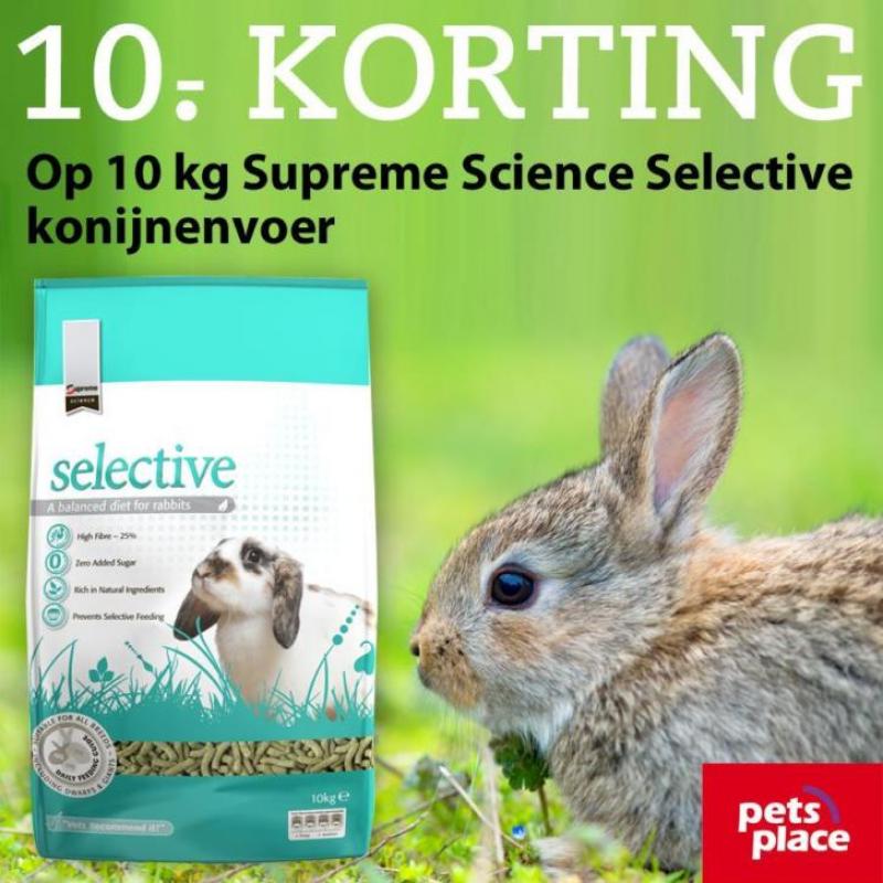 €10,- korting: Supreme Science Selective 10 Kg Konijnenvoer!