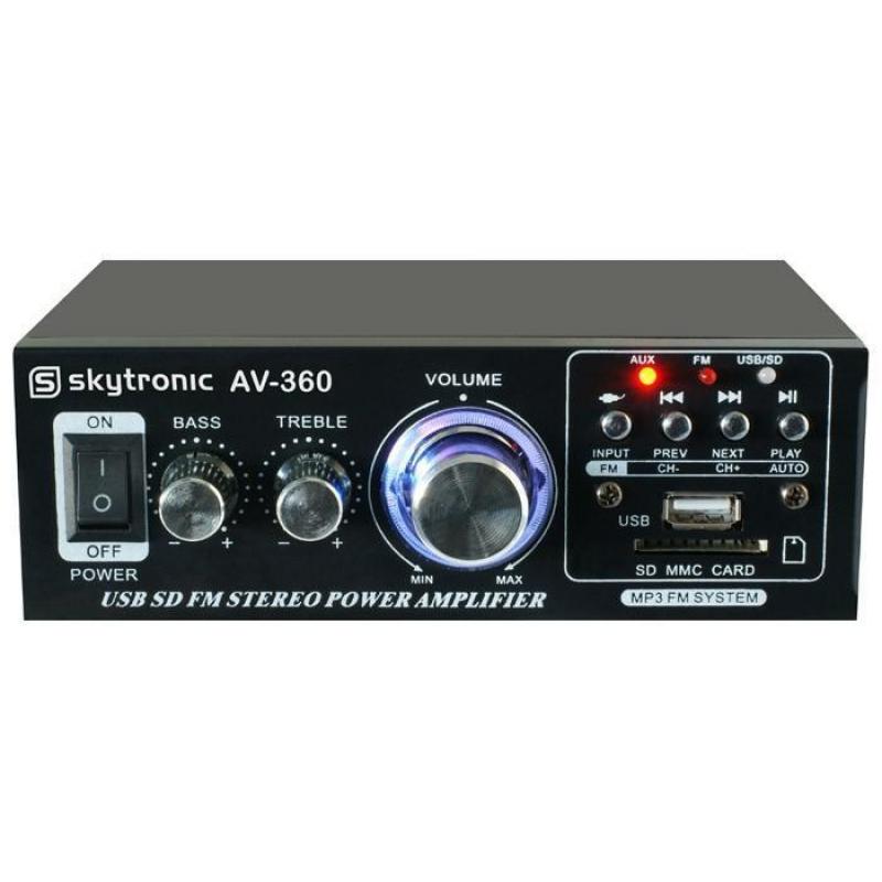 Skytronic AV-360 kleine versterker met MP3 speler FM tuner