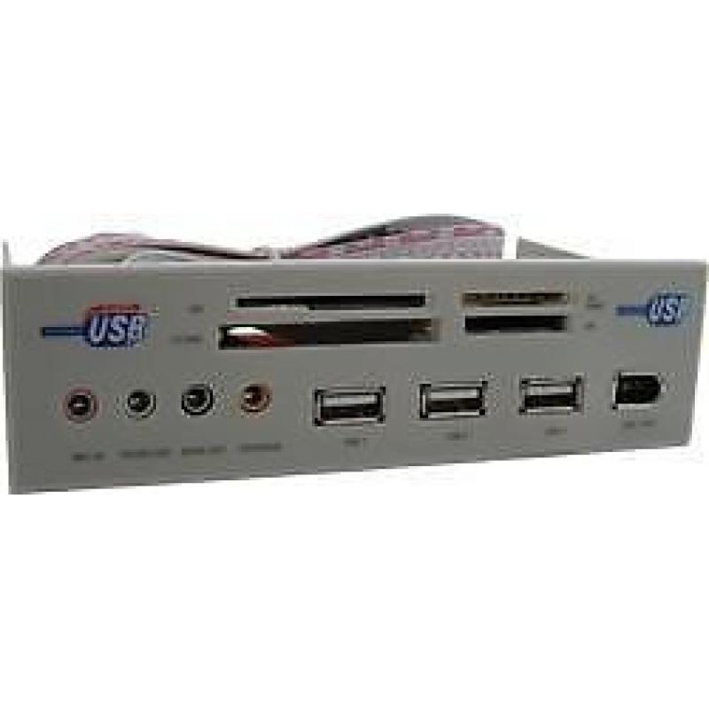 21in1 Panel Grijs Cardreader USB Hub + Audio + Firewire Y...