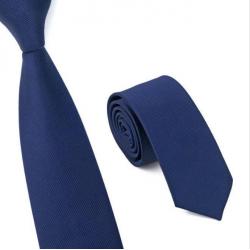 Skinny stropdas - donkerblauw - 100% zijde