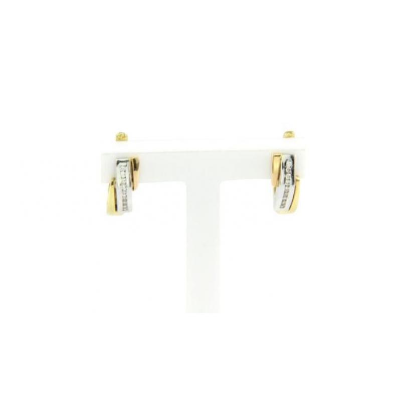 Gouden oorstekers tricolour met zirkonia 14 krt