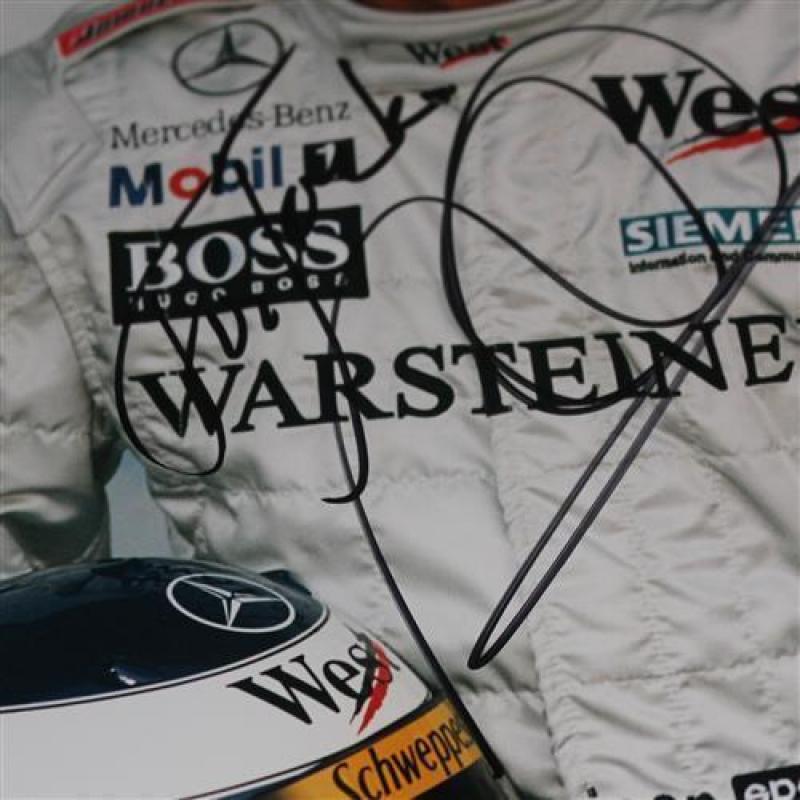 Gesigneerde foto Mika Hakkinen. Ex-wereldkampioen Formule 1