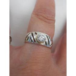Zilveren ring met grote steen nr.048
