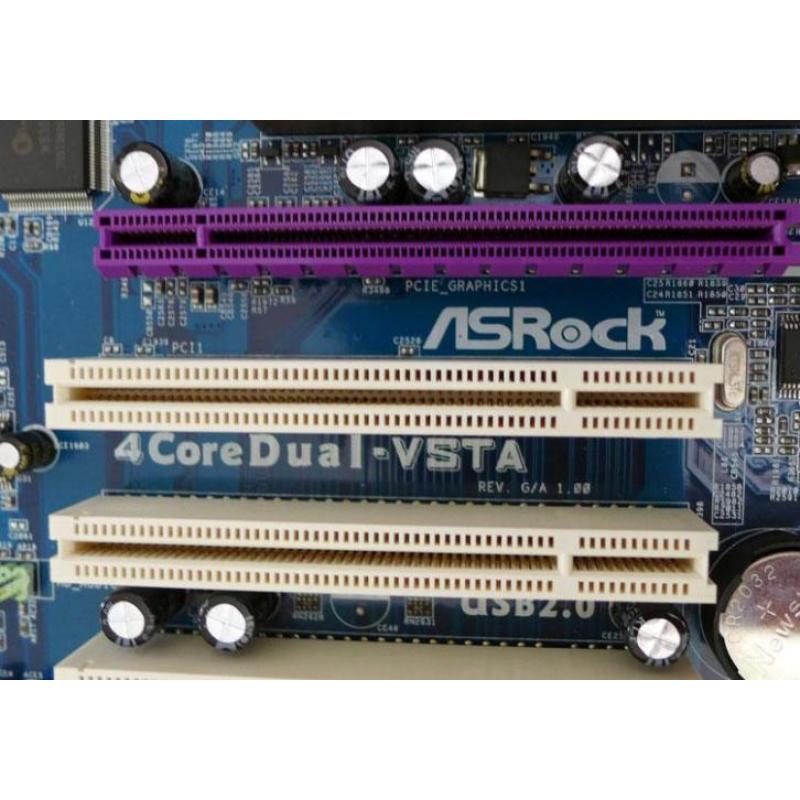 ASRock - 4CoreDual-VSTA 775 moederbord + CPU, mem en koeler