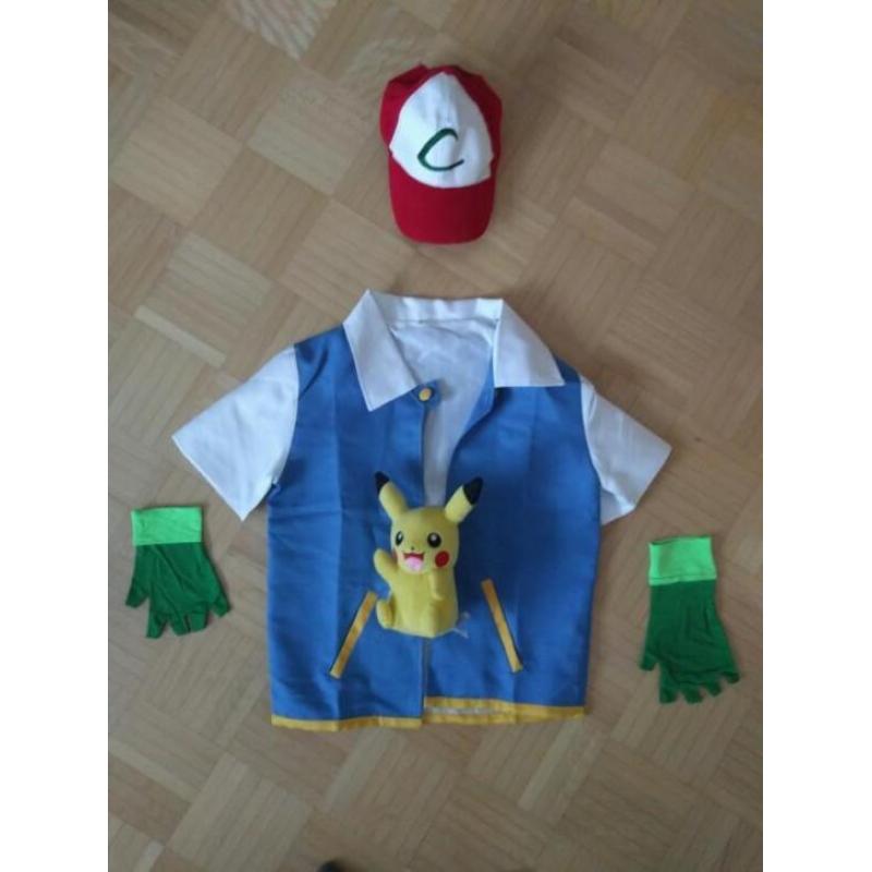 Pokemon (Ash) Kostuum met Pet, handschoenen en Pikachu ZGAN