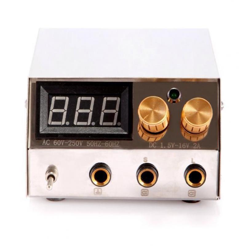 Stainless Steel Dual Digital LCD Tattoo Power Supply