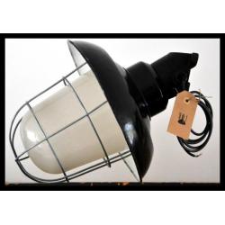 Industriele lamp wandmodel, zwart emaille lamp korflampen