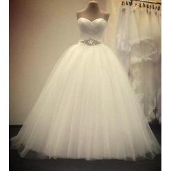 Witte trouw/bal jurk Sweetheart mt 38/40 strapless tulle