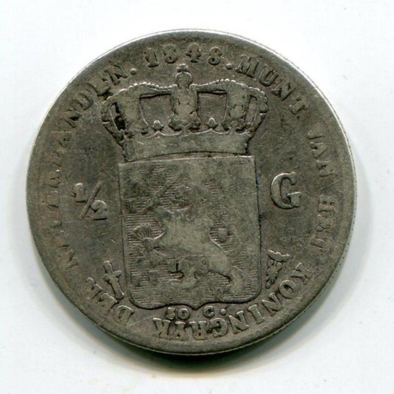 No.334- Willem 2 Halve Gulden 1848