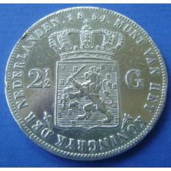 Zilveren rijksdaalder, 2 1/2 gulden 1854 Willem 3