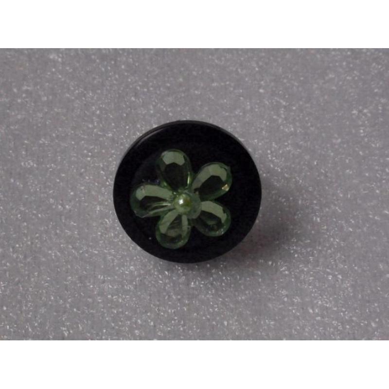 Verstelbare ring - groene bloem op zwarte base...........