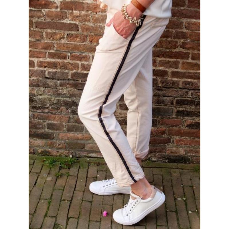 SALE stripe sweatpants jogging broek wit roze bruin groen