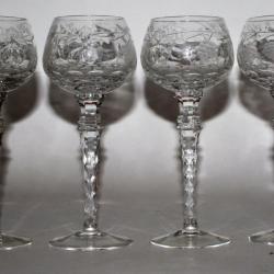 4 handbewerkte kristallen wijnglazen