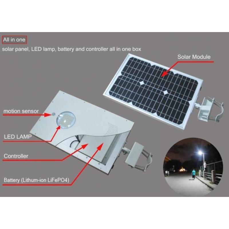 LED SOLAR verlichting + zonnepaneel + accu + beweging melder