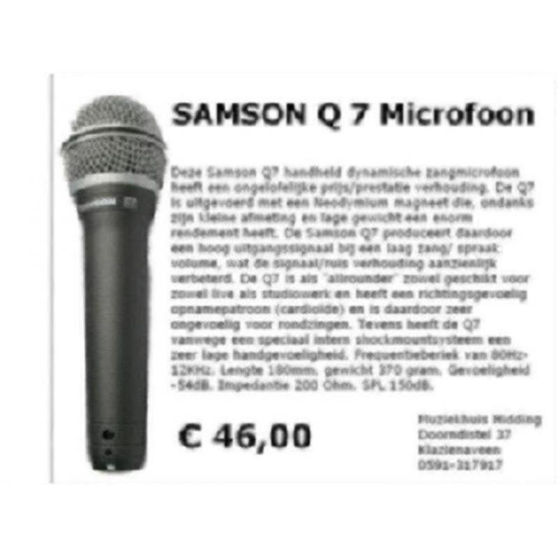 Te Koop Microfoon Samson Q7