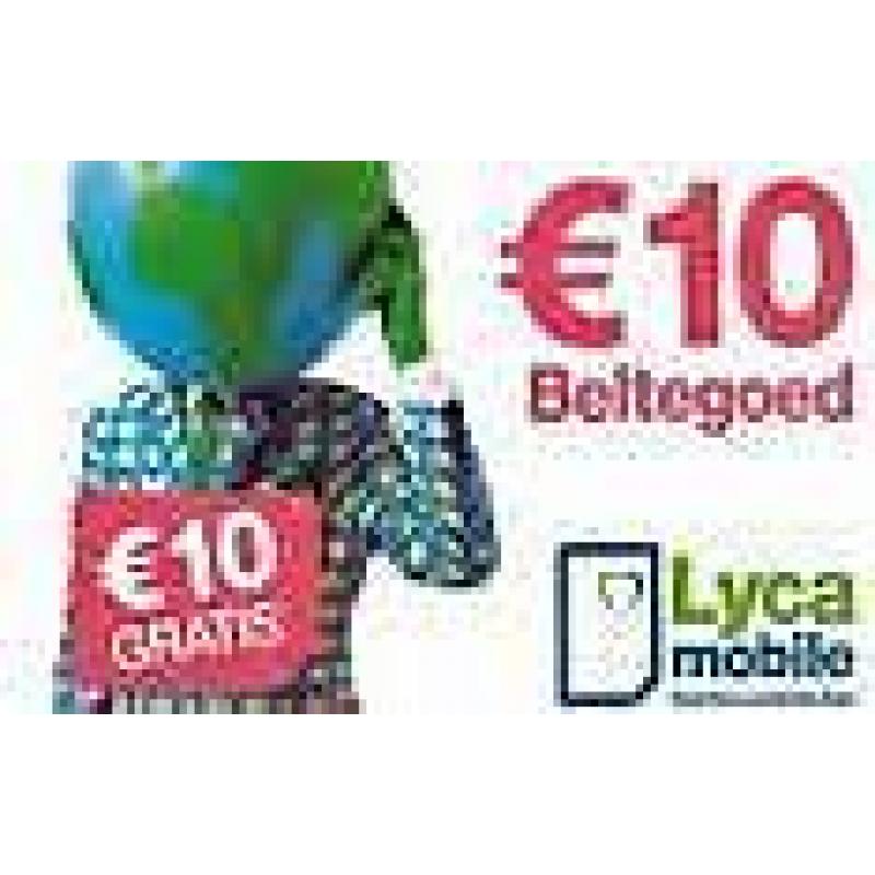 Lycamobile prepaid micro simkaart met € 10,- beltegoed