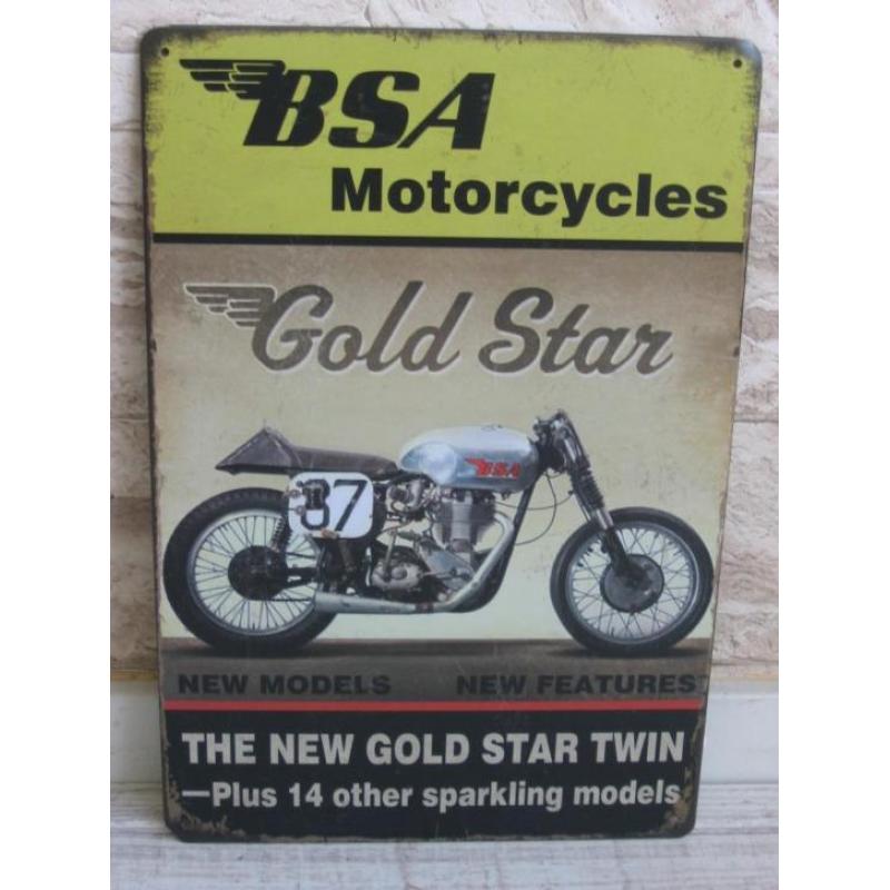 BSA Motor : Metalen Bord BSA Gold Star Motorcycles