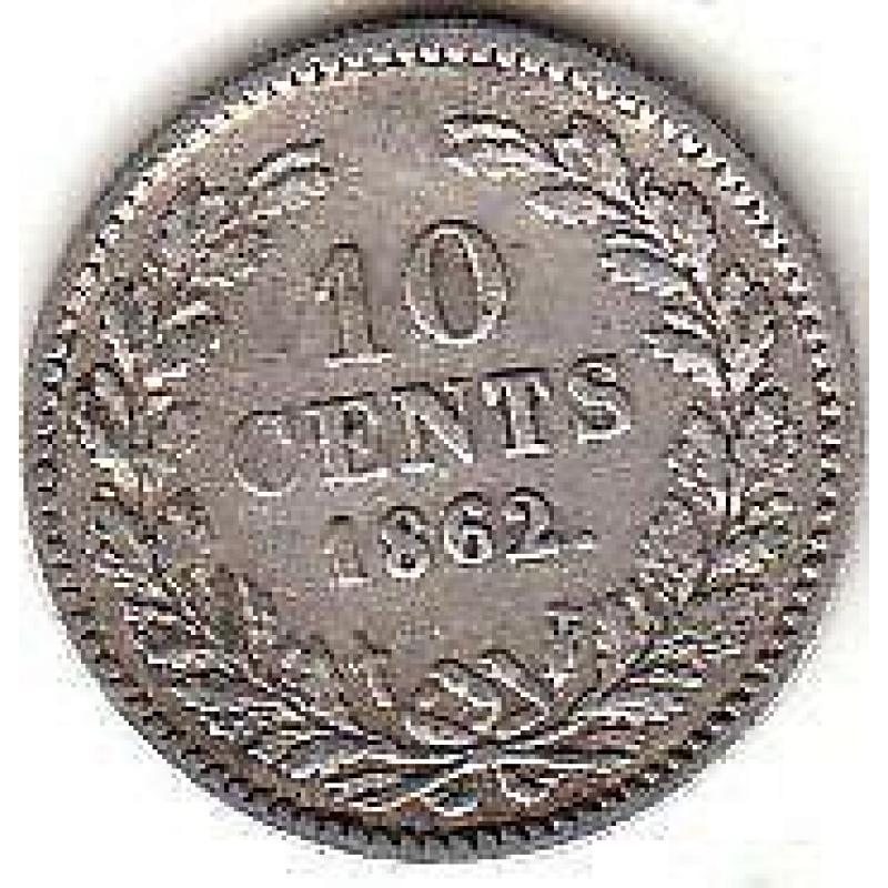 Willem III 10 cent 1862 zeldzaam dubbeltje