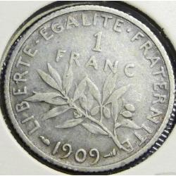 Frankrijk zilveren 1 franc 1909