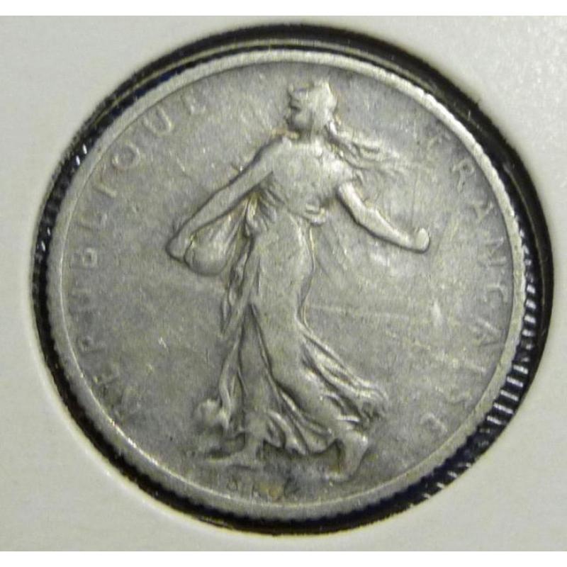 Frankrijk zilveren 1 franc 1909
