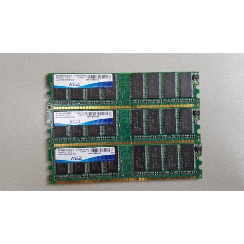 3x 1GB A-Data PC3200 DDR RAM CL3 module