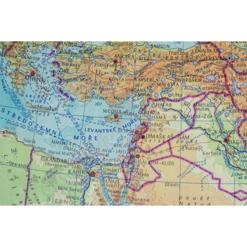 Oude landkaart-wereldkaart/poster Zuidwest-Azië uit 1970!