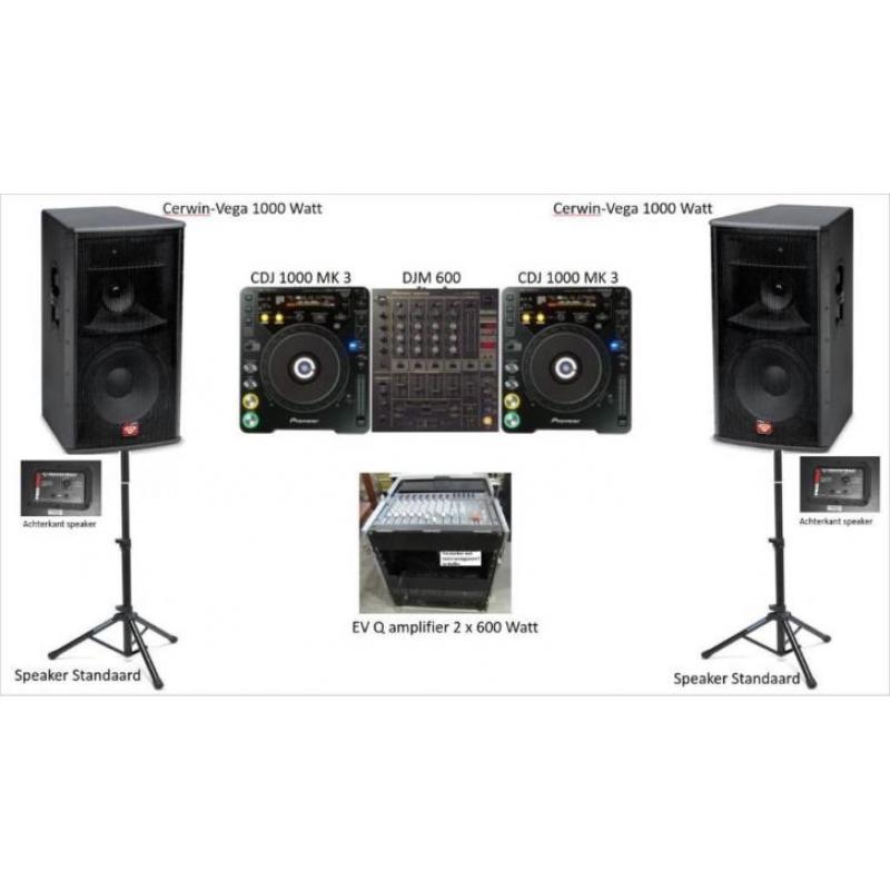 Pioneer DJ-set (2 x CDJ 1000 Mk3 = DJM 600)+speakers Cerw.Ve