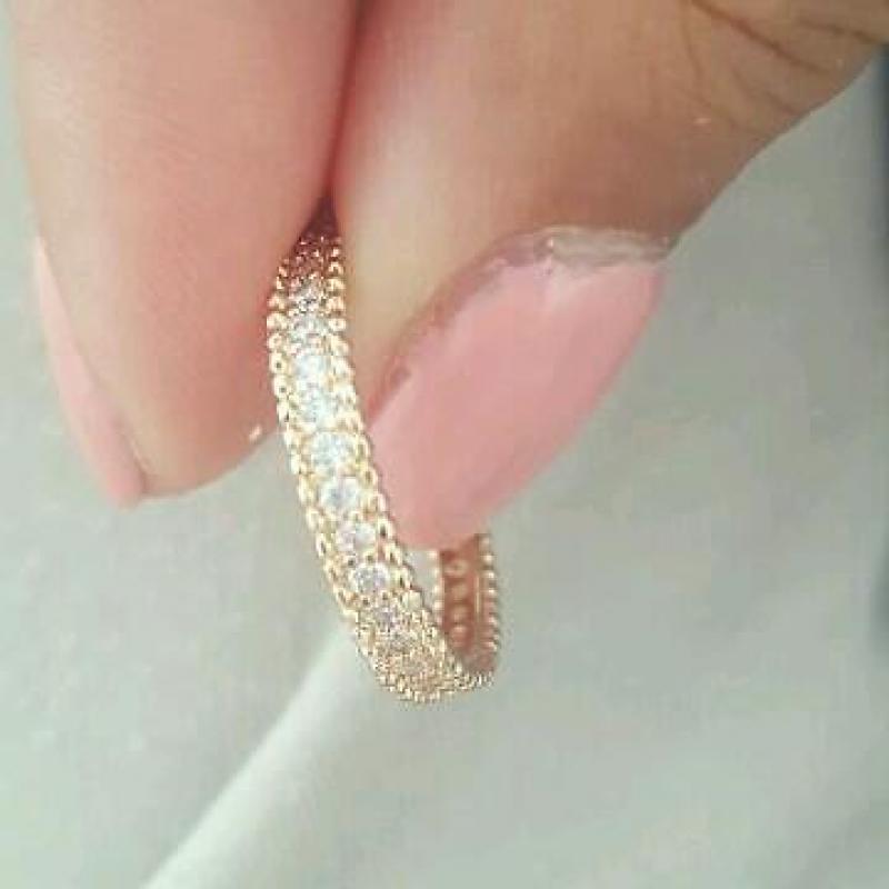 rosé/brons/rose gouden ring met diamantjes maat 17
