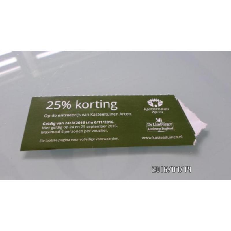 25% korting Kasteeltuinen in Arcen