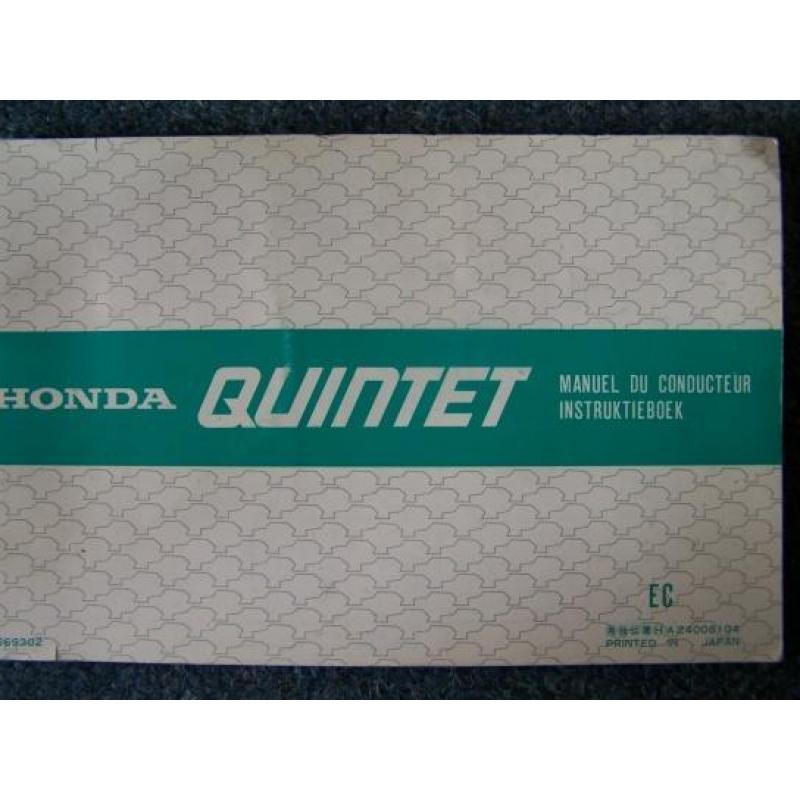Auto instructieboekje Honda Quintet (model 1980)