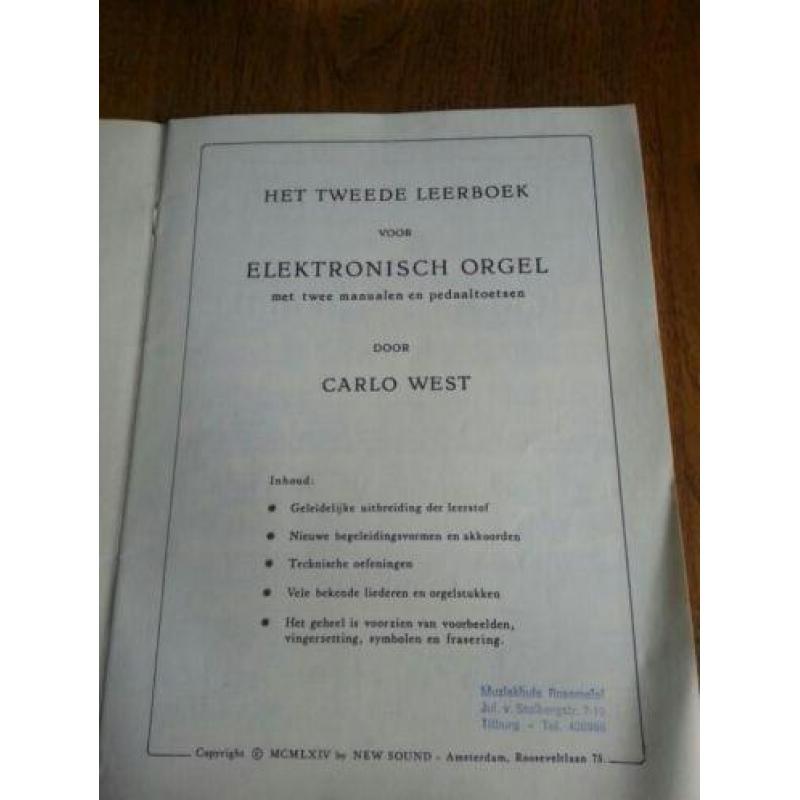 2x Carlo West - Leerboek voor elektronisch orgel boek 2 & 3