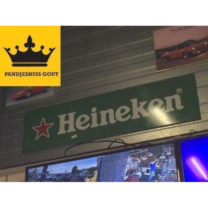 Oud Heineken Emaille Bord 150x40cm bij PANDJESHUIS GOUT