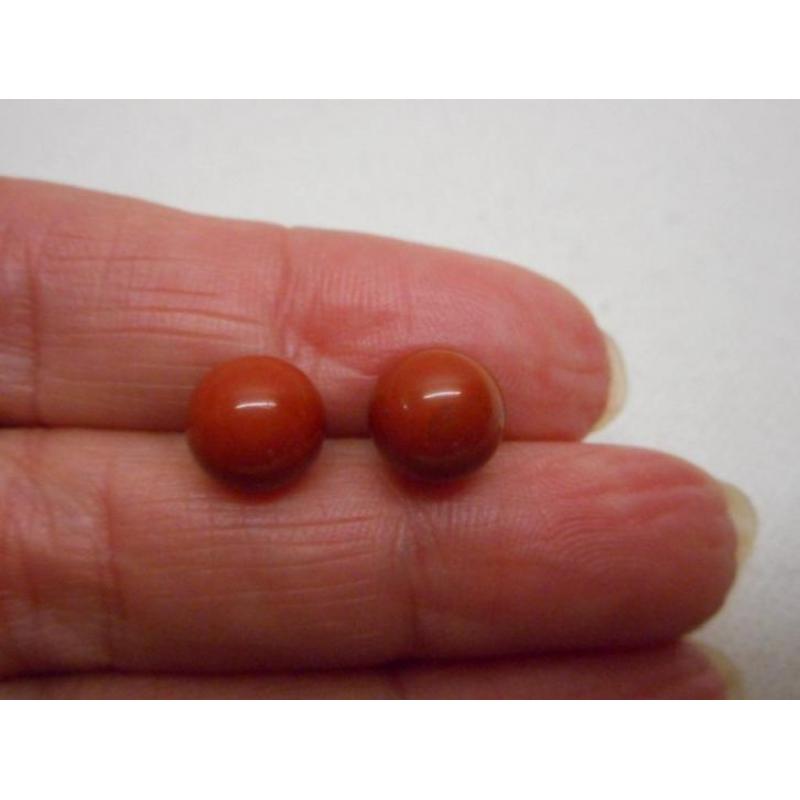 Zilveren oorknoppen met bruin/rode bollen nr.1379