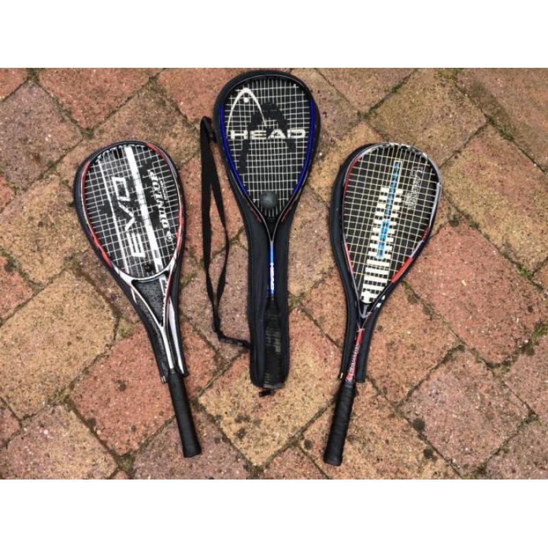 3 squash rackets - Dunlop, Capital, Head