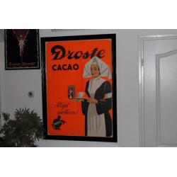 Origineel jr. 50 oud affiche Droste cacao incl.mooie lijst