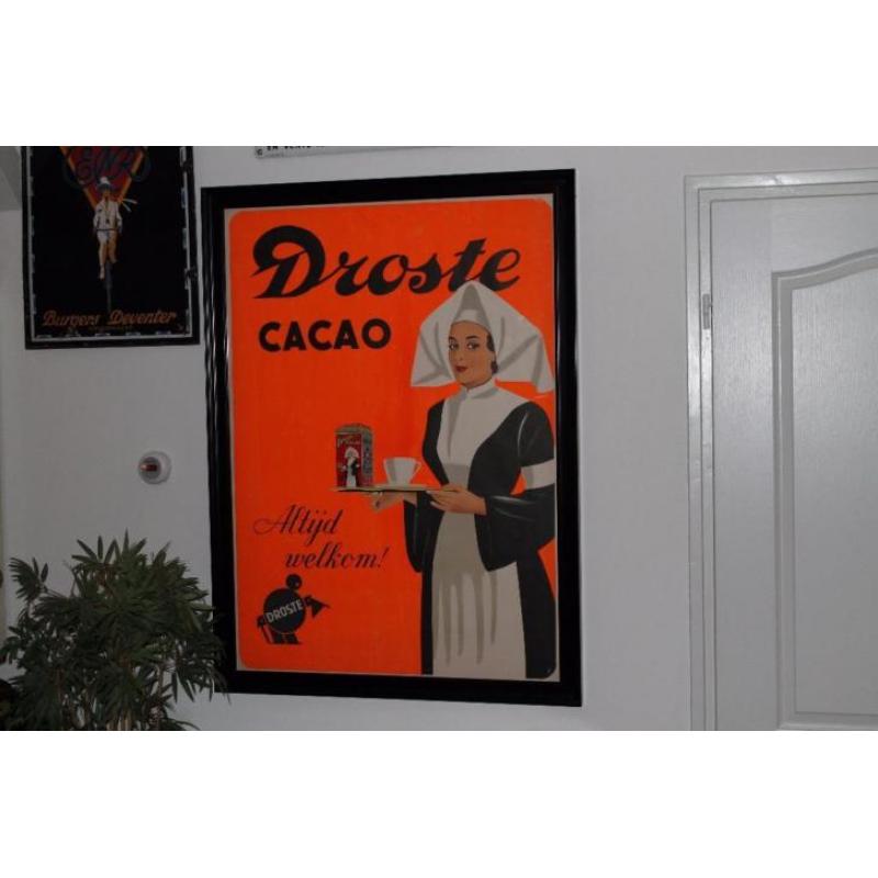 Origineel jr. 50 oud affiche Droste cacao incl.mooie lijst