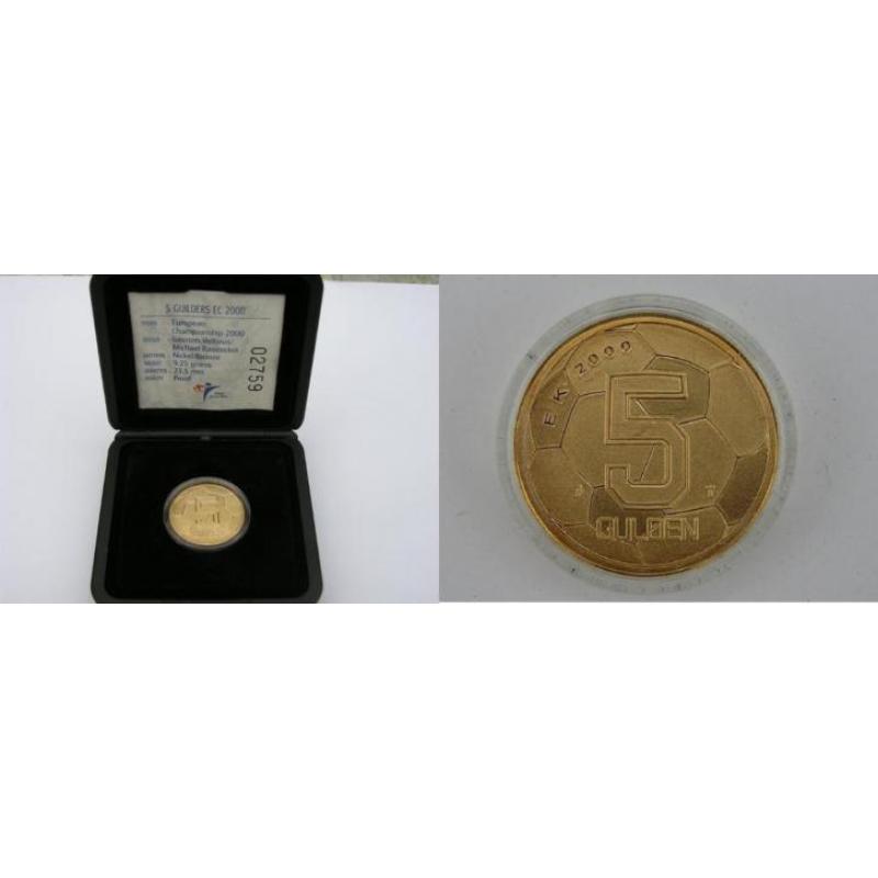 5 Gulden Nederland 2000 voetbal met klein muntmeesterteken