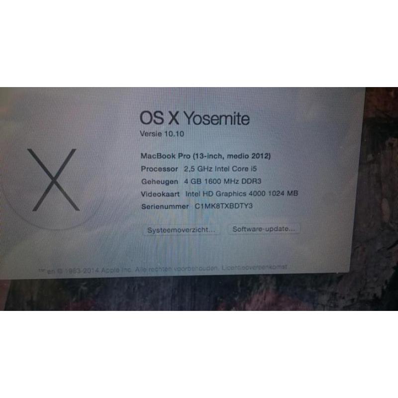 Macbook pro 13 inch mid 2012,i5,500g hd,usb3.