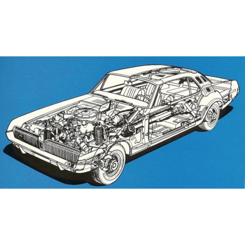 Mercury Cougar Coupe 1967 - opengewerkte tekening
