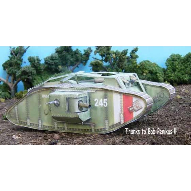 Britse Mk IV tank - papieren bouwplaat