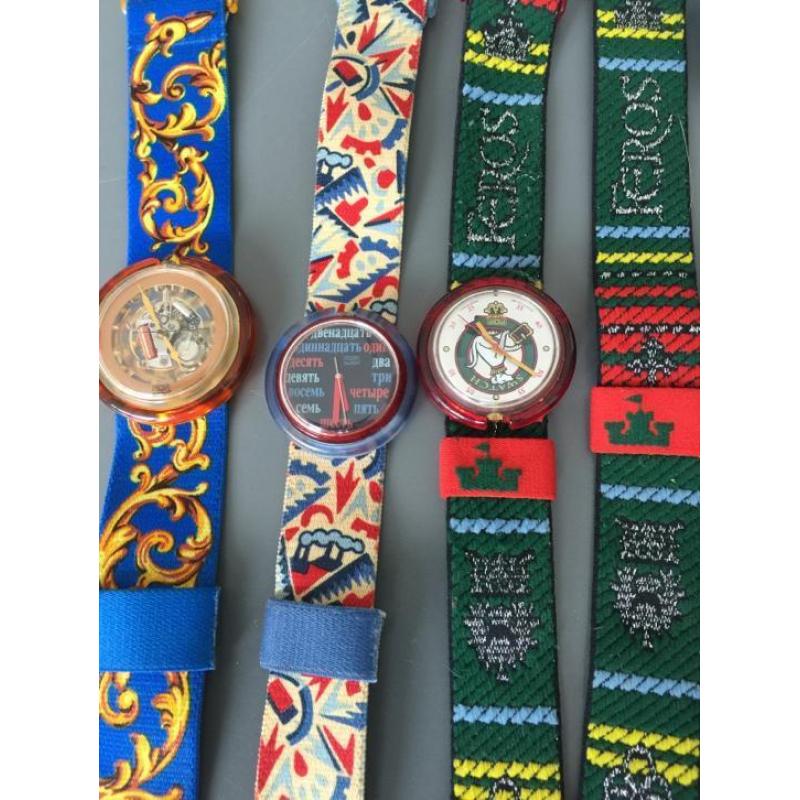 Collectie pop Swatch 5 stuks horloge,s en 2 gewone