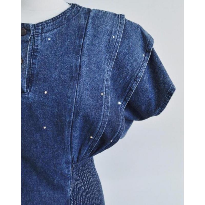 AUTHENTIC VINTAGE - schitterende jeans jurk extravagant M/L