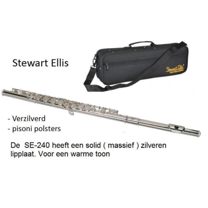 Stewart Ellis SE-240-SE DWARSFLUIT Massief zilver lip plate